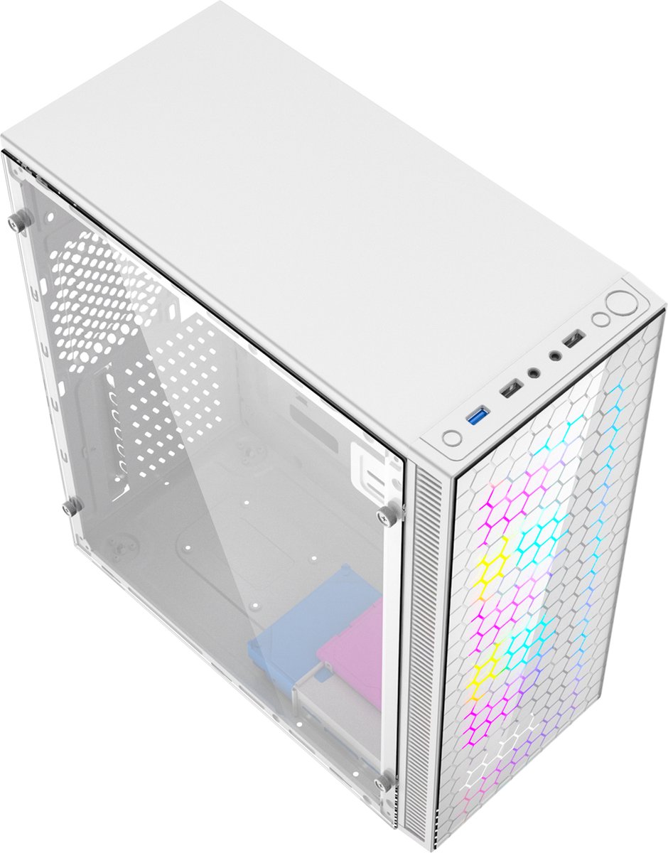Fornax 500 ARGB Midi Tower Gaming Case Zwart met Gehard Glas Paneel - afbeelding 3