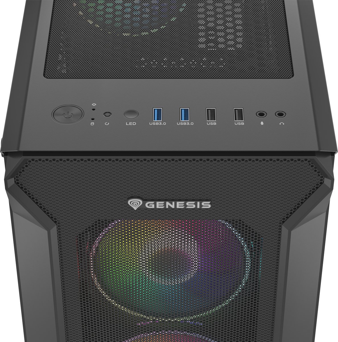 Irid 505 ARGB V2 Black Mid Tower PC Case with Tempered Glass and 4x 120mm ARGB Fans - afbeelding 10