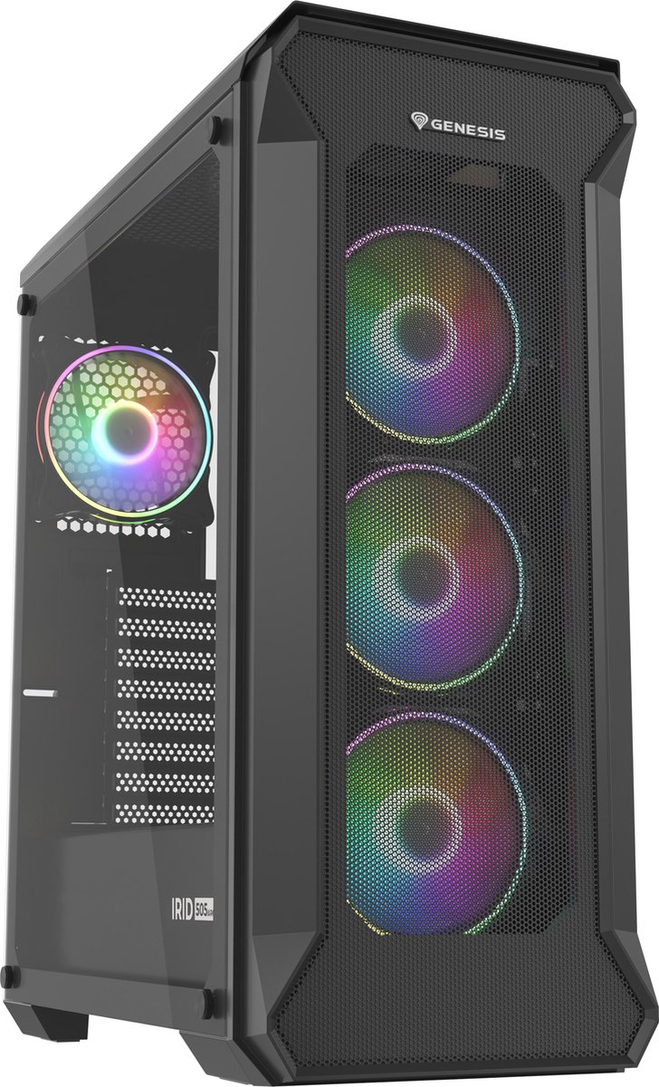 Irid 505 ARGB V2 Black Mid Tower PC Case with Tempered Glass and 4x 120mm ARGB Fans - afbeelding 8