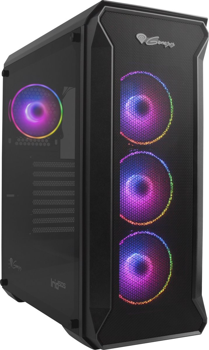 Irid 505 ARGB V2 Black Mid Tower PC Case with Tempered Glass and 4x 120mm ARGB Fans - afbeelding 9