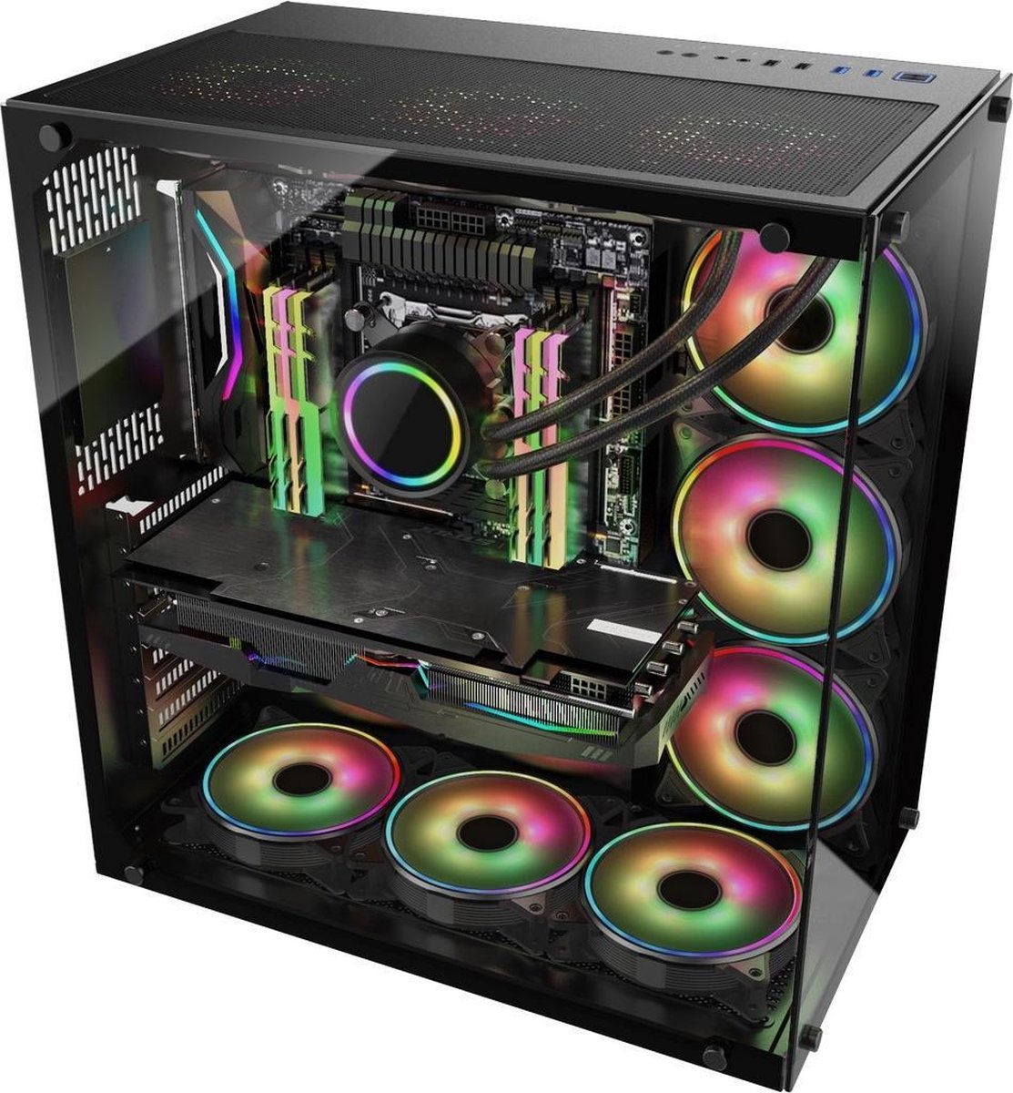Inter-Tech C-701 Panorama Full Tower Zwart behuizing - afbeelding 4