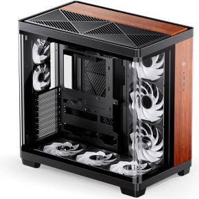 TK-4 Wood Mid Tower ATX Tempered Glass PC Case Black - afbeelding 2