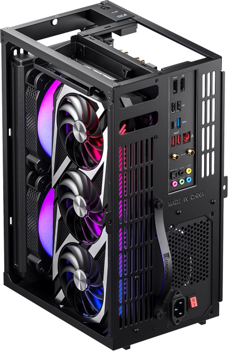 VR3 Mini-ITX Tower Case - Black, Tempered Glass, PCIe 4.0 - afbeelding 3