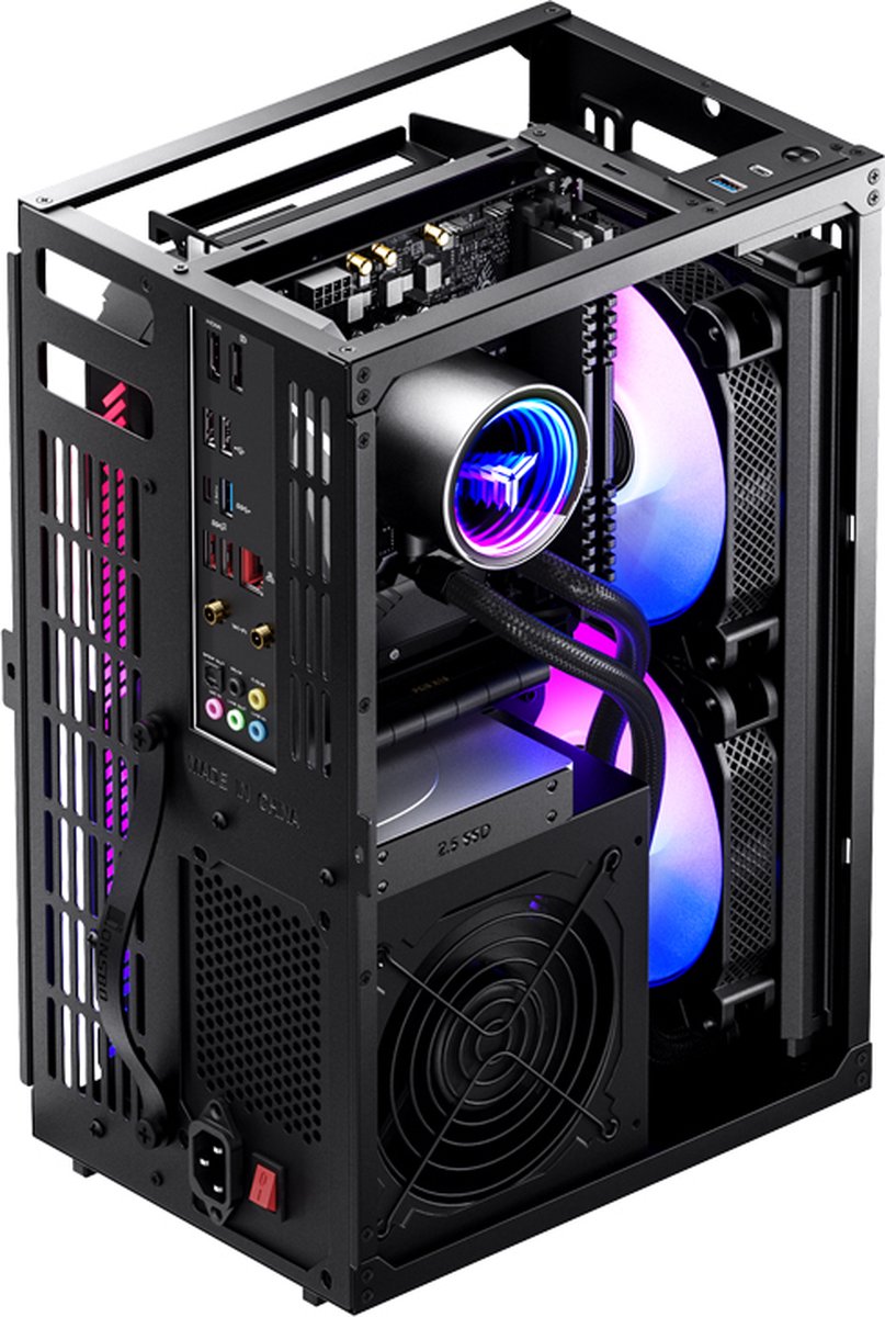 VR3 Mini-ITX Tower Case - Black, Tempered Glass, PCIe 4.0 - afbeelding 5