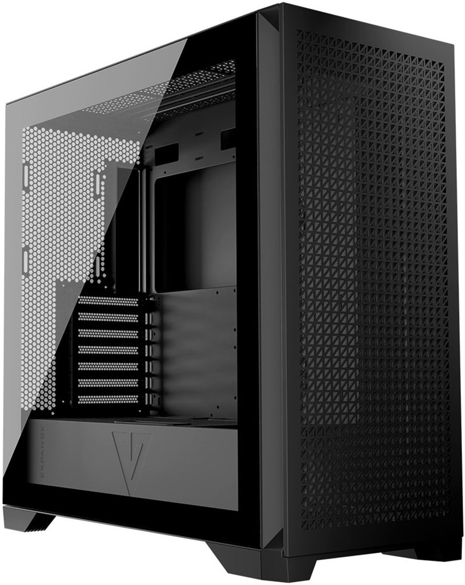 MODECOM Modecom Volcano Expanse T Apex Midi White - Midi Tower Behuizing - Triangle Airflow Design - Gehard Glas - Usb-C - Geen Fans (Nf) - Wit