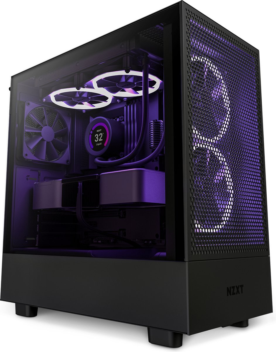 NZXT Nzxt H5 Flow Black - Midtowermodel - Mini-Itx, Micro-Atx, Atx - Zwart