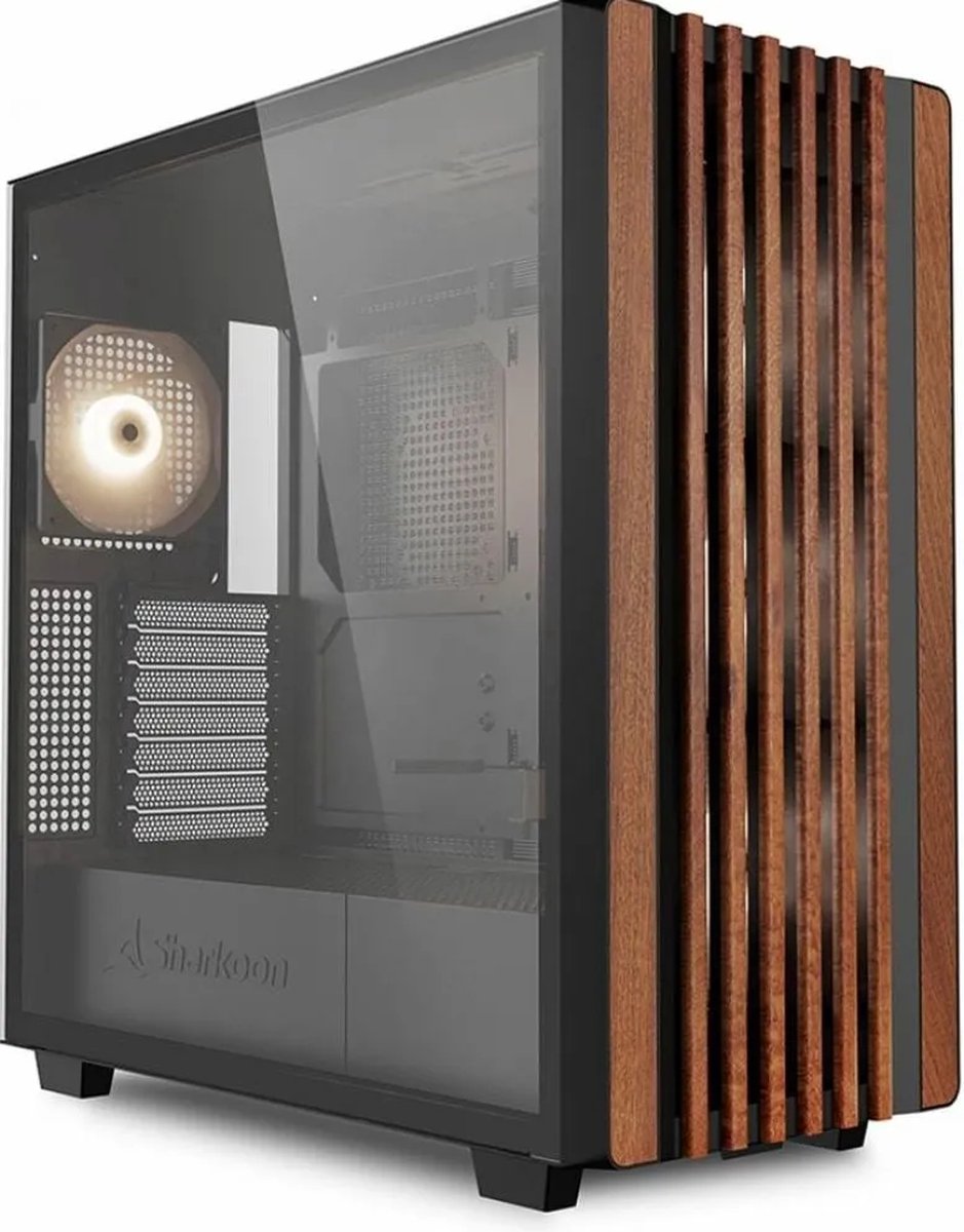 Sharkoon Rebel C70G Rgb Full Tower Zwart, Hout behuizing - afbeelding 4