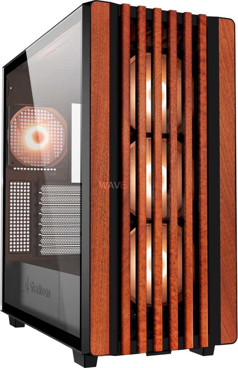 Sharkoon Sharkoon Rebel C70G Rgb Full Tower Zwart, Hout