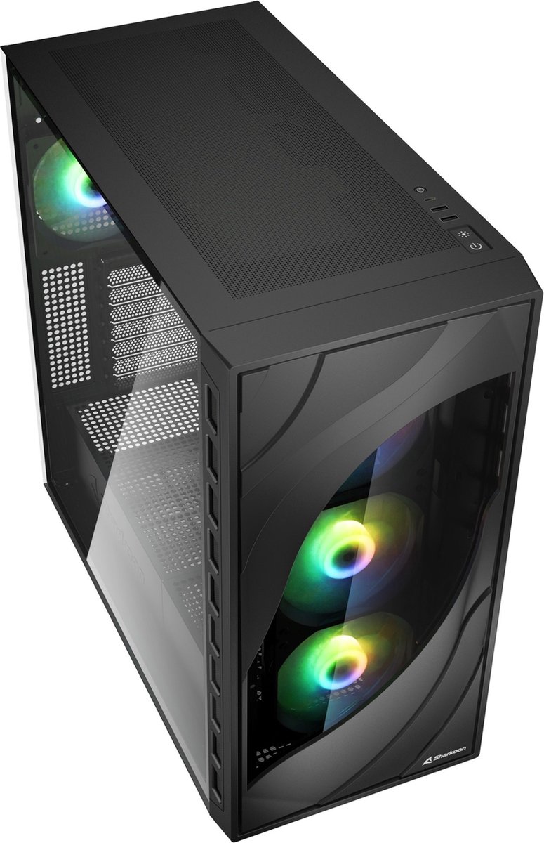 Sharkoon Rebel C80G Rgb Midi Tower Zwart behuizing - afbeelding 8