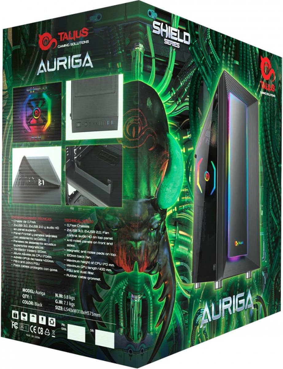 Talius Auriga Tower Zwart behuizing - afbeelding 6