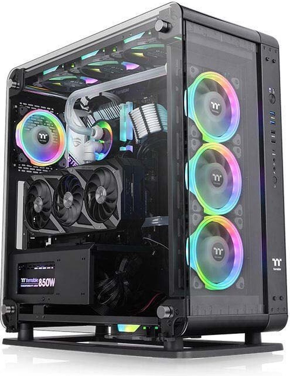 Thermaltake Core P6 Tg Black Midi-Tower Pc-Behuizing Zwart Zijvenster