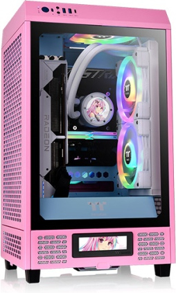 Thermaltake tower 200 mini tower roze 2 orig - Thermaltake The Tower 200 Bubble Pink Mini Chassis Behuizing