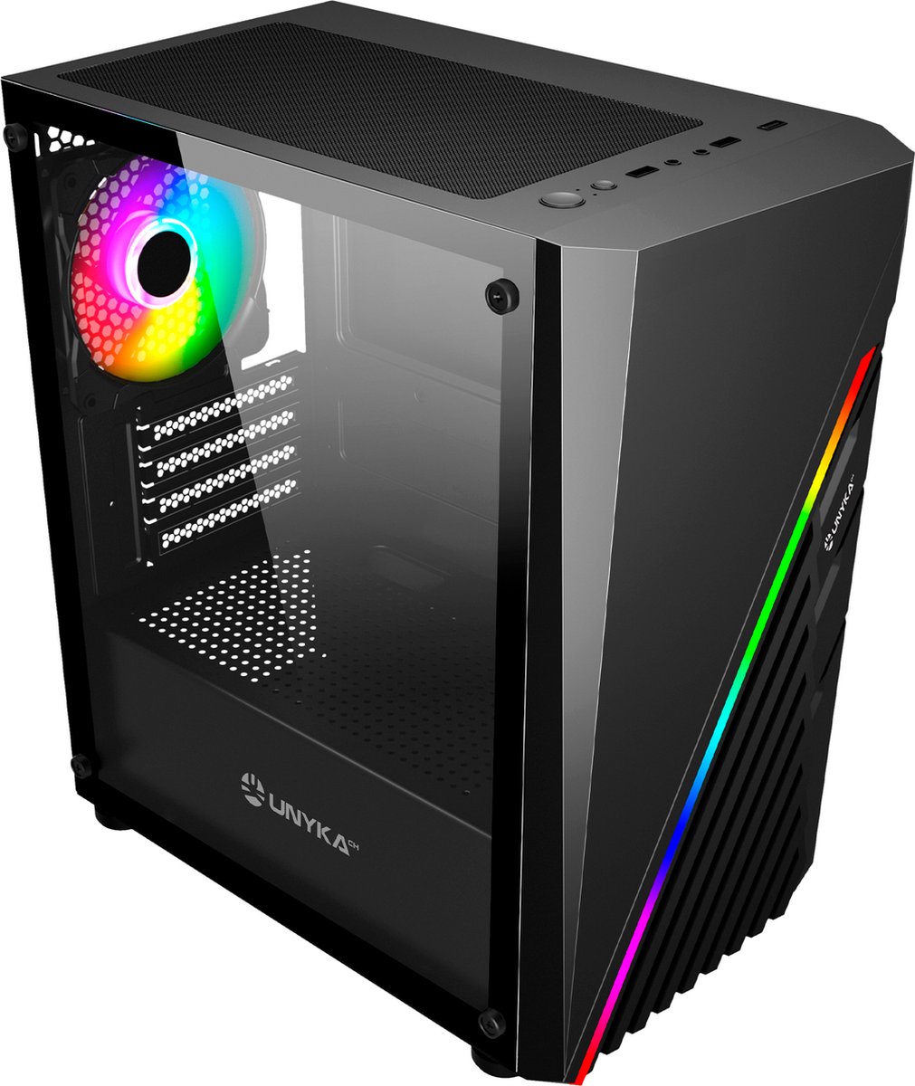 Unykach Mini Glayze Argb Pc-Behuizing Zwart - afbeelding 2