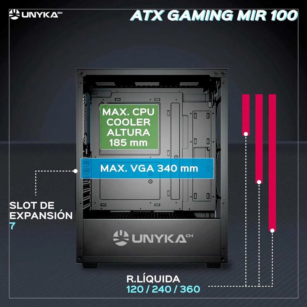 Gaming Mir 100 ARGB Tempered Glass Black - afbeelding 10