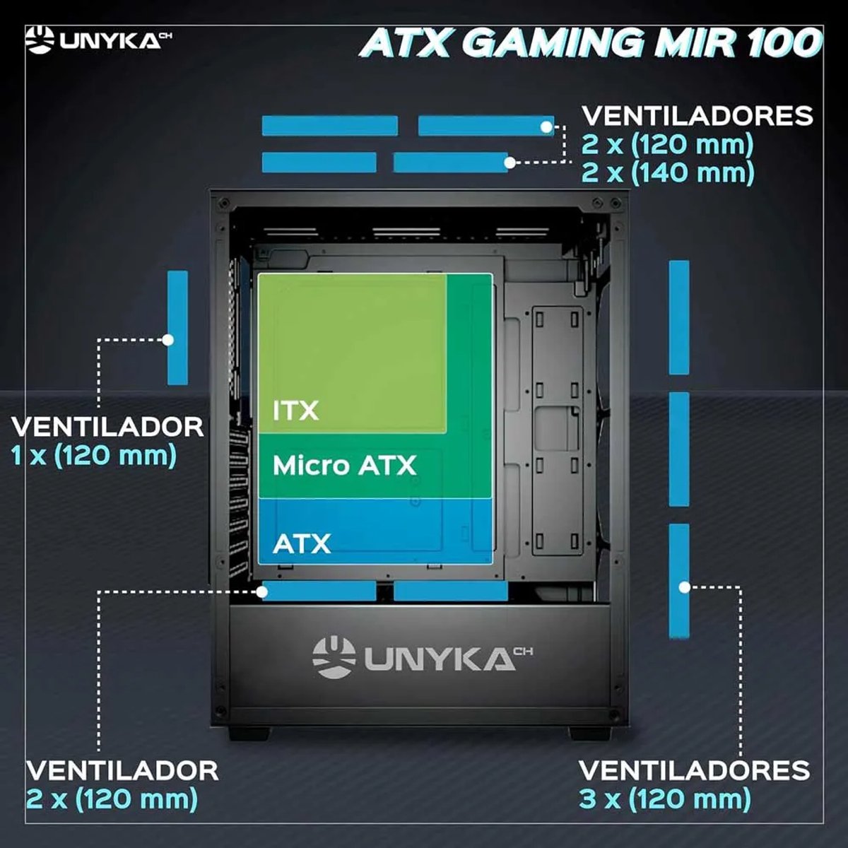 Gaming Mir 100 ARGB Tempered Glass Black - afbeelding 8