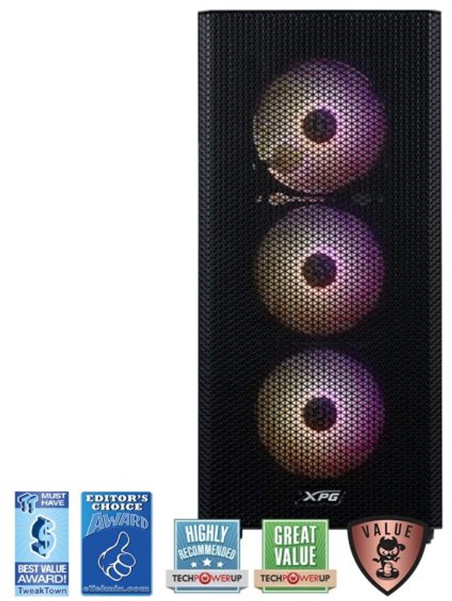 Valor Mesh RGB Mid-Tower Gaming Chassis with 650W 80+ White PSU - Black - afbeelding 2