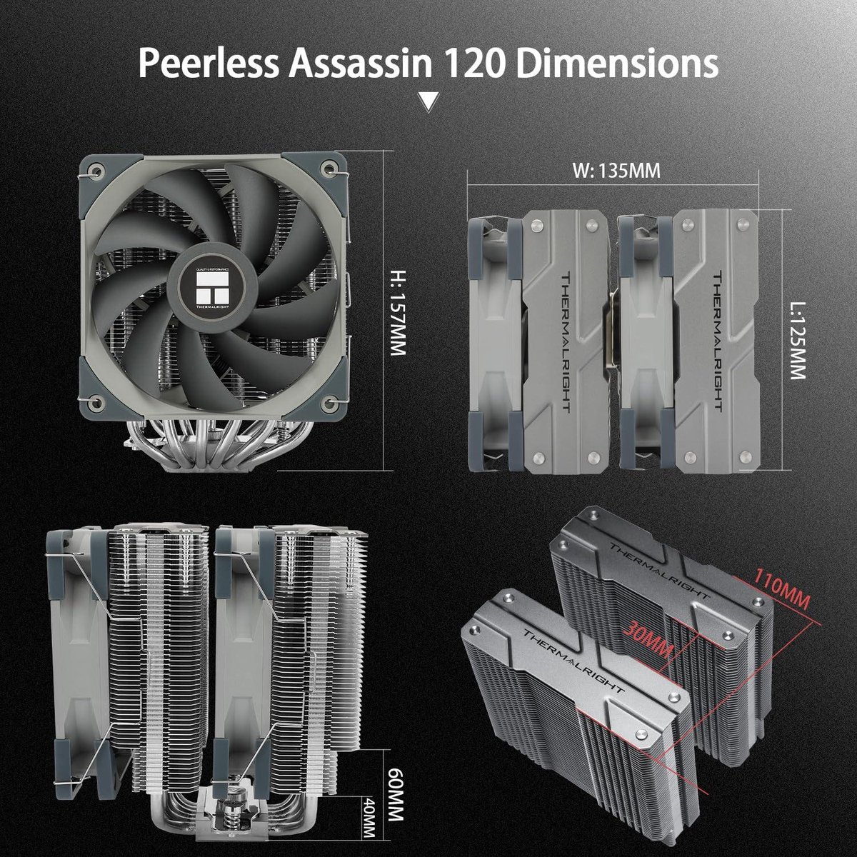 Thermalright Peerless Assassin 120 6 Heatpipe Dual Tower CPU Luchtkoeler - afbeelding 4