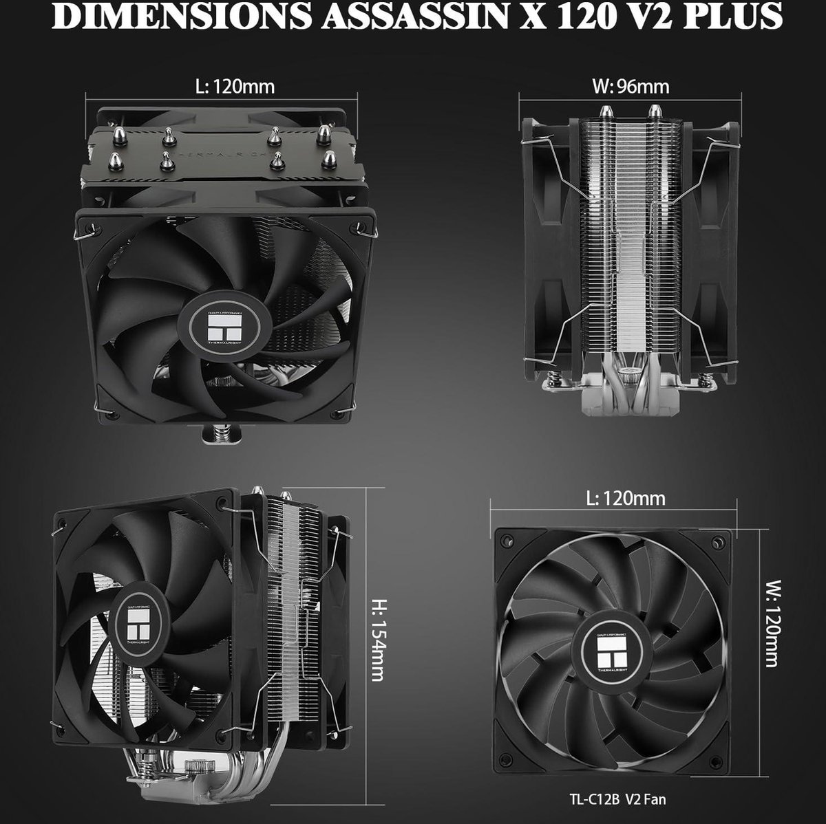 Thermalright Assassin Spirit 120 V2 Plus 4-Heatpipe Dual 120mm CPU Air Cooler - afbeelding 2