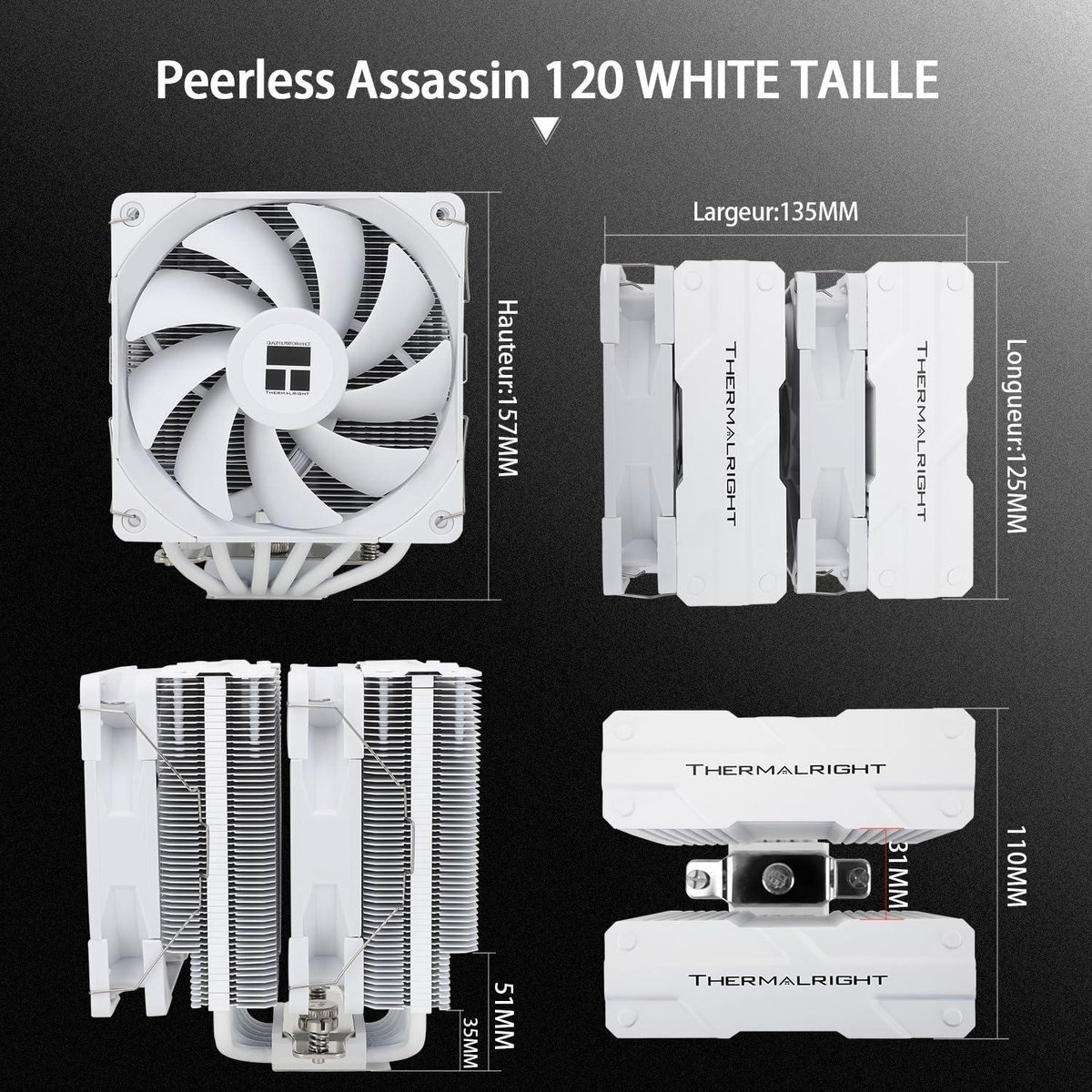 Thermalright Peerless Assassin 120 Digital ARGB White CPU Air Cooler 265W TDP - afbeelding 3