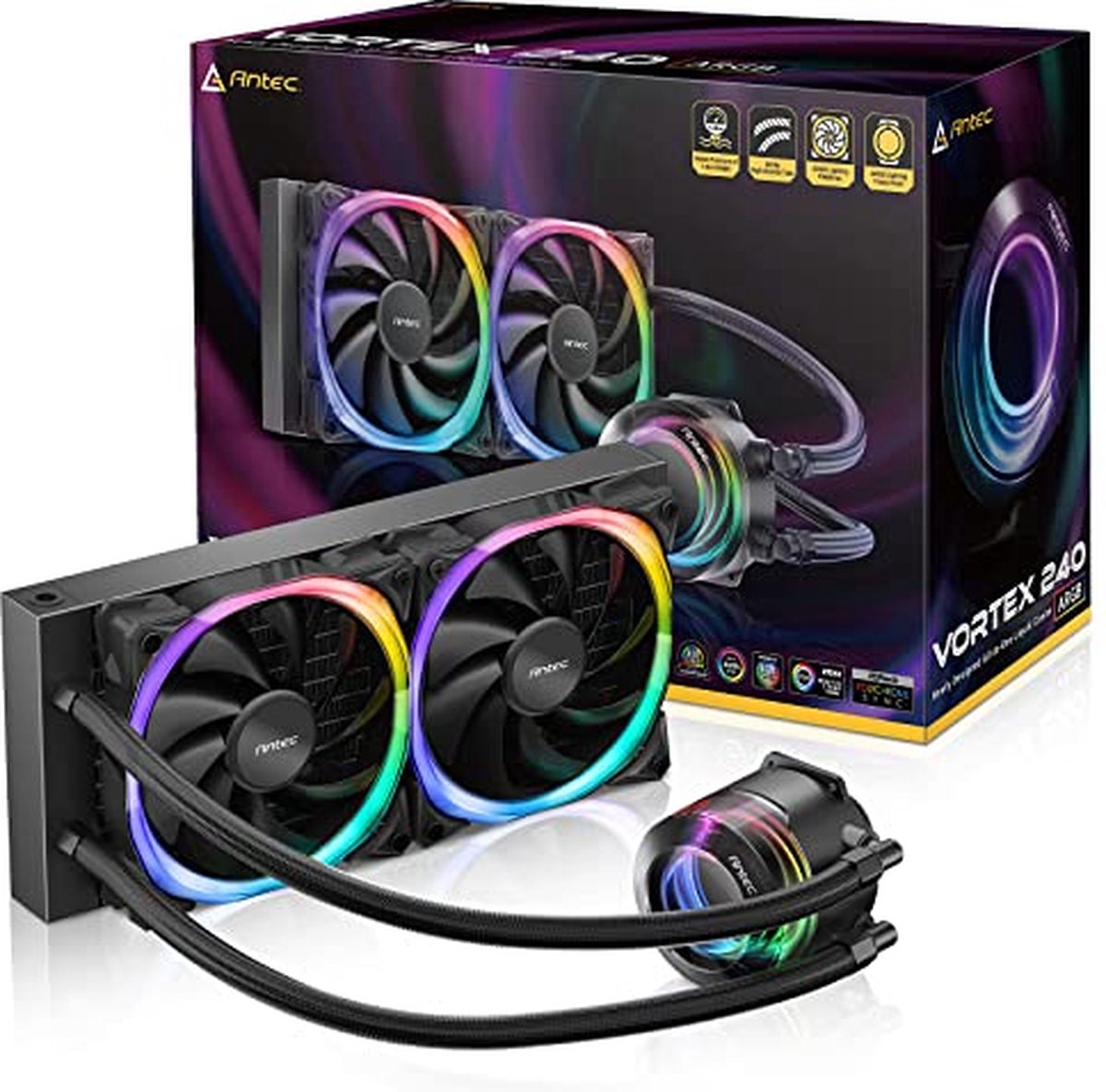 Vortex 240 ARGB All-in-One Liquid CPU Cooler Black 240mm Waterkoeler (Black) - afbeelding 10