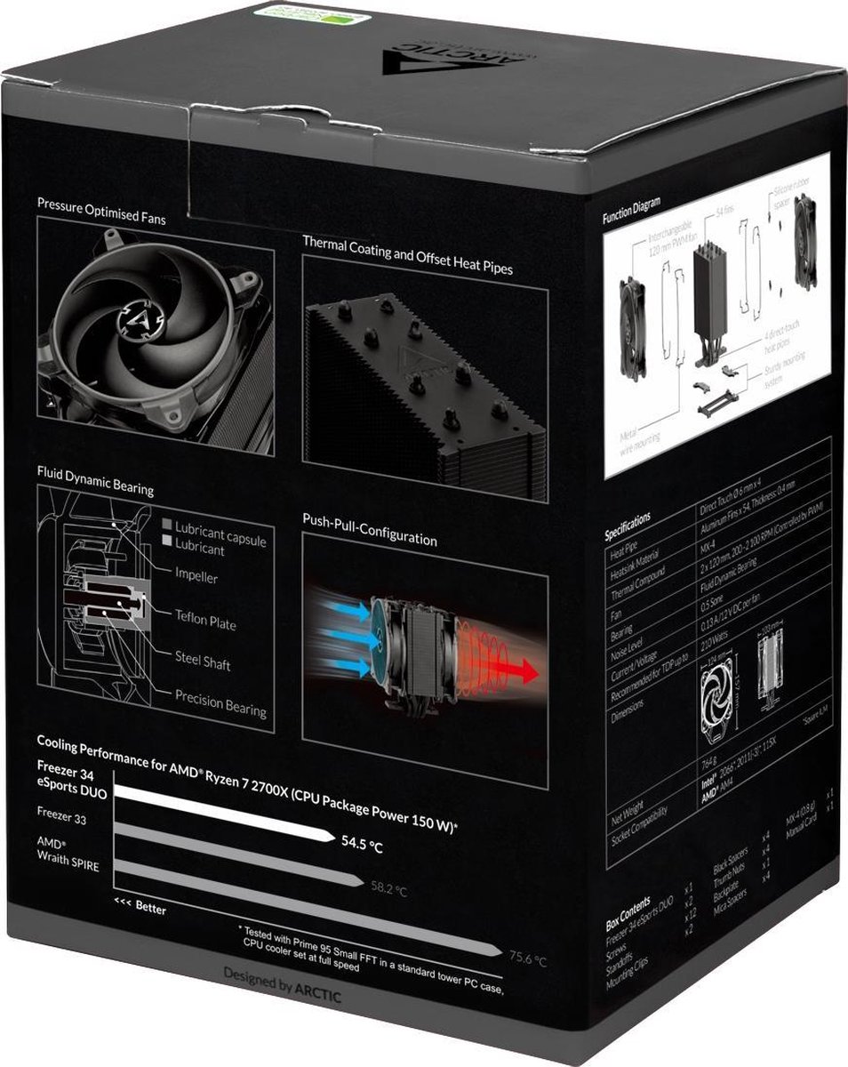 Arctic Freezer 34 Esports Duo Processor Koeler 12 Cm Zwart, Grijs - afbeelding 10