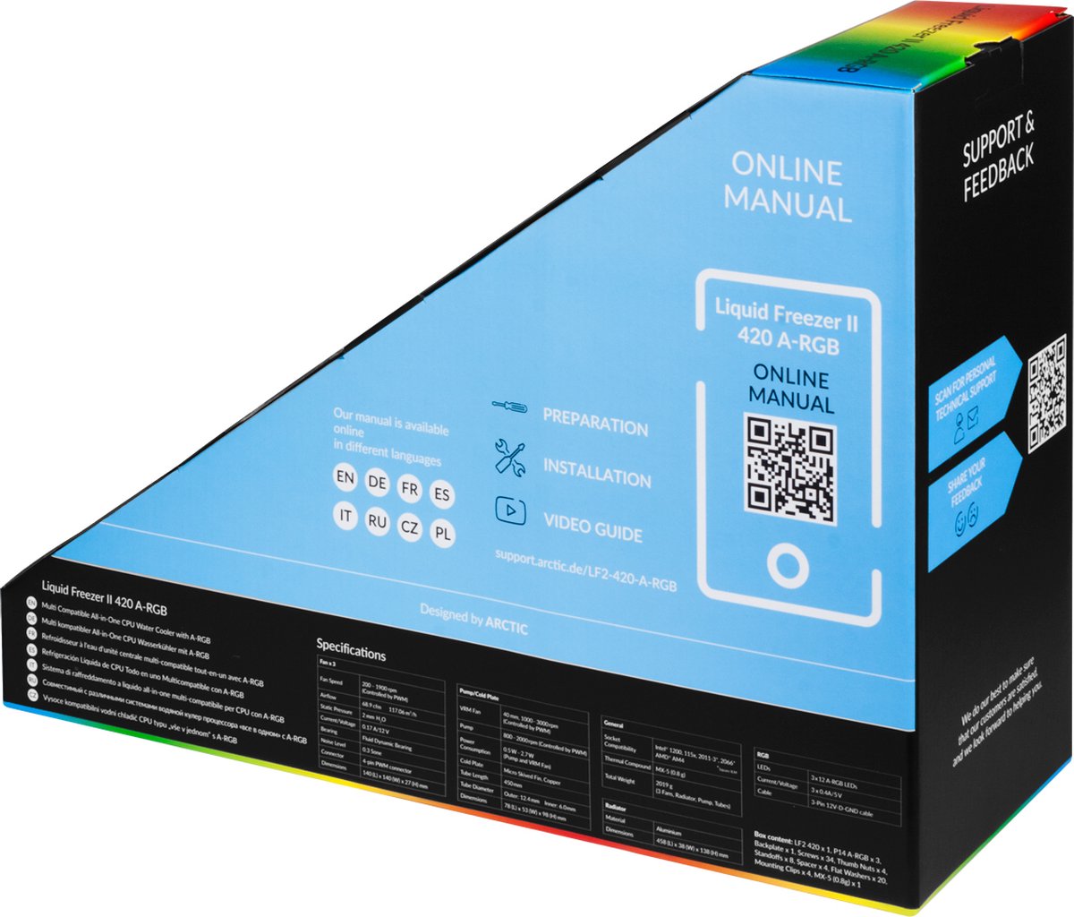 Arctic Liquid Freezer Ii 420 A-Rgb - Vloeistofkoelsysteem Processor - Afmeting koeler - afbeelding 3