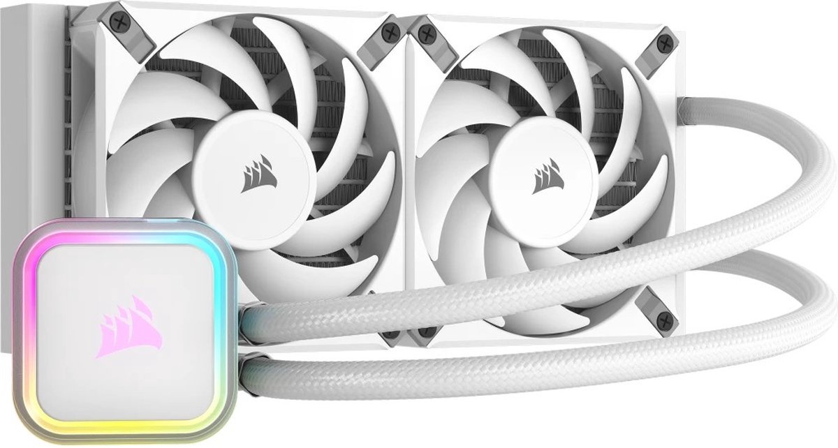 Corsair Corsair H100I Rgb Elite White - Vloeistofkoelsysteem Processor - Afmeting Radiator: 240 Mm - (Voor: Lga1700, Lga1200, 115X, Lga2066, Am5, Am4) - 2X 120 Mm Af120 Elite Fans - Wit
