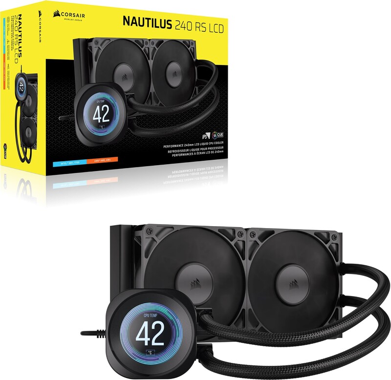 Corsair nautilus 240 rs lcd waterkoeli 60398 2 orig - Corsair NAUTILUS 240 RS LCD Liquid CPU 240mm Waterkoeler (Black)