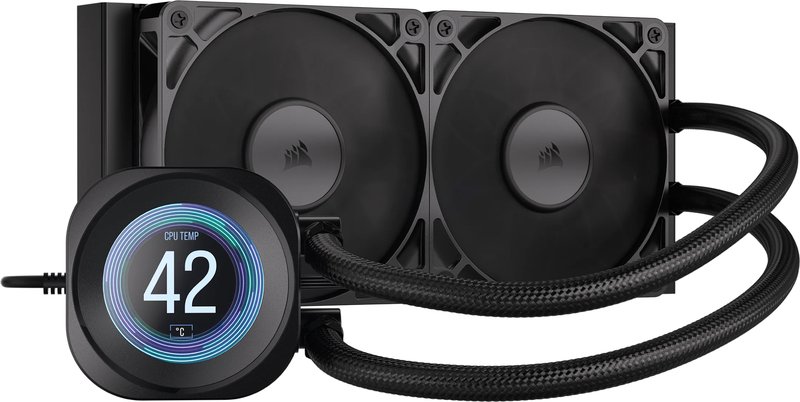 Corsair nautilus 240 rs lcd waterkoeli 60398 - Corsair NAUTILUS 240 RS LCD Liquid CPU 240mm Waterkoeler (Black)