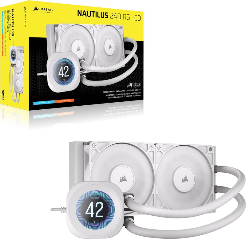 Corsair nautilus 240 rs lcd waterkoeli 60399 2 orig - Corsair NAUTILUS 240 LCD 240mm Waterkoeler (White)