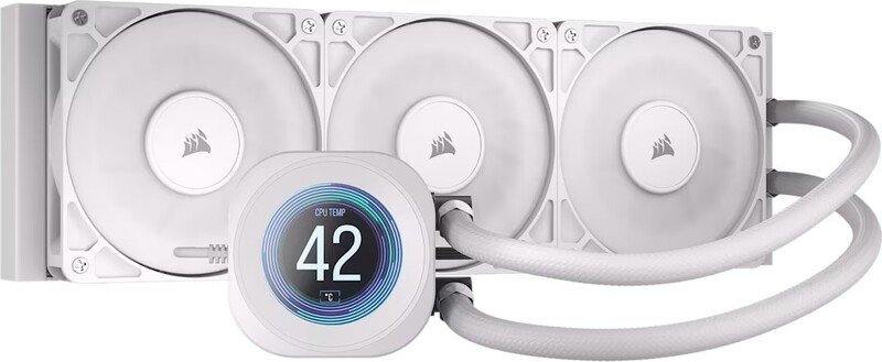 Corsair nautilus 360 rs lcd waterkoeli 60404 - Corsair NAUTILUS 360 RS LCD Liquid CPU 360mm Waterkoeler (White)