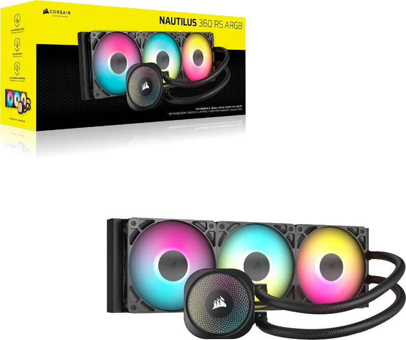 Corsair nautilus 360 rs waterkoeling 60405 2 orig - Corsair Nautilus 360 RS ARGB 360mm Waterkoeler (Black)