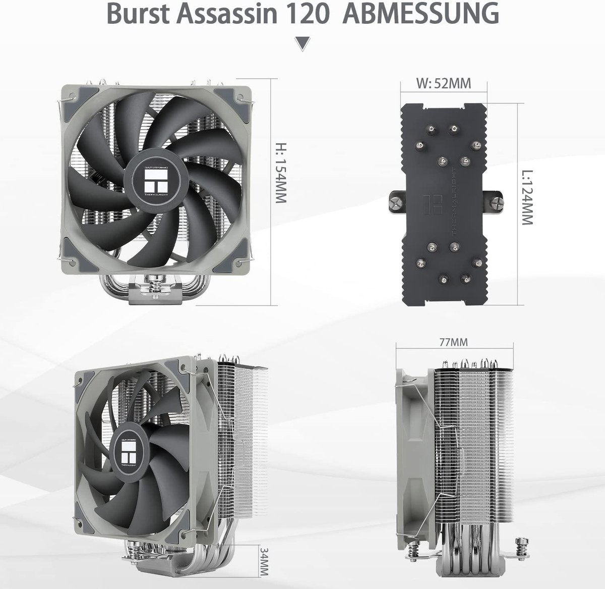 Thermalright Peerless Assassin 120 SE ARGB Dual Tower CPU Koeler, 6 Heatpipes, 265W TDP, 120mm PWM ARGB Fan - afbeelding 4