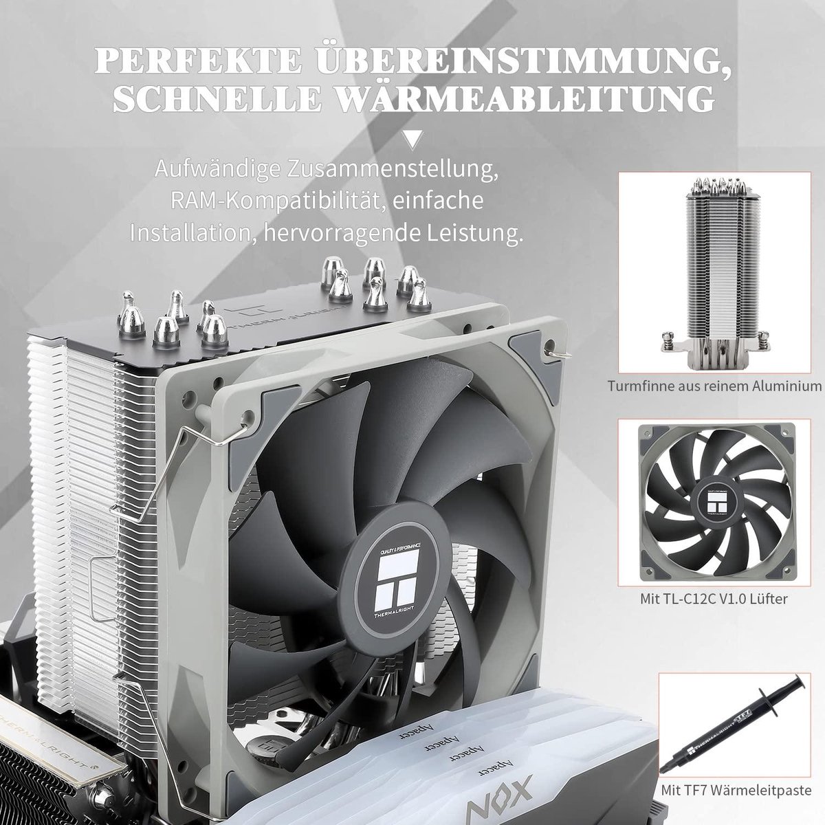 Thermalright Peerless Assassin 120 SE ARGB Dual Tower CPU Koeler, 6 Heatpipes, 265W TDP, 120mm PWM ARGB Fan - afbeelding 5