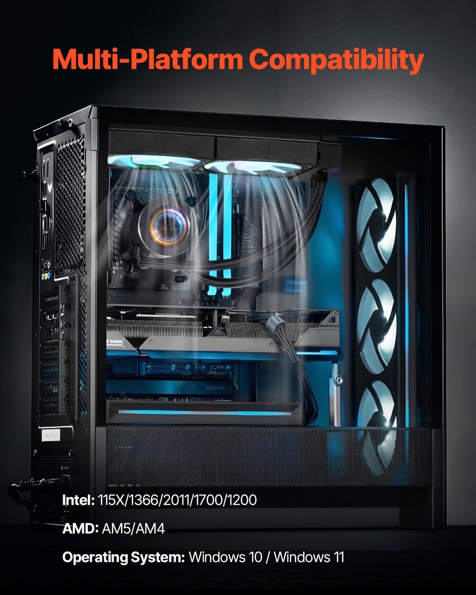 VEVOR CPU-Vloeistofkoeler AIO 120mm LCD ARGB - afbeelding 7