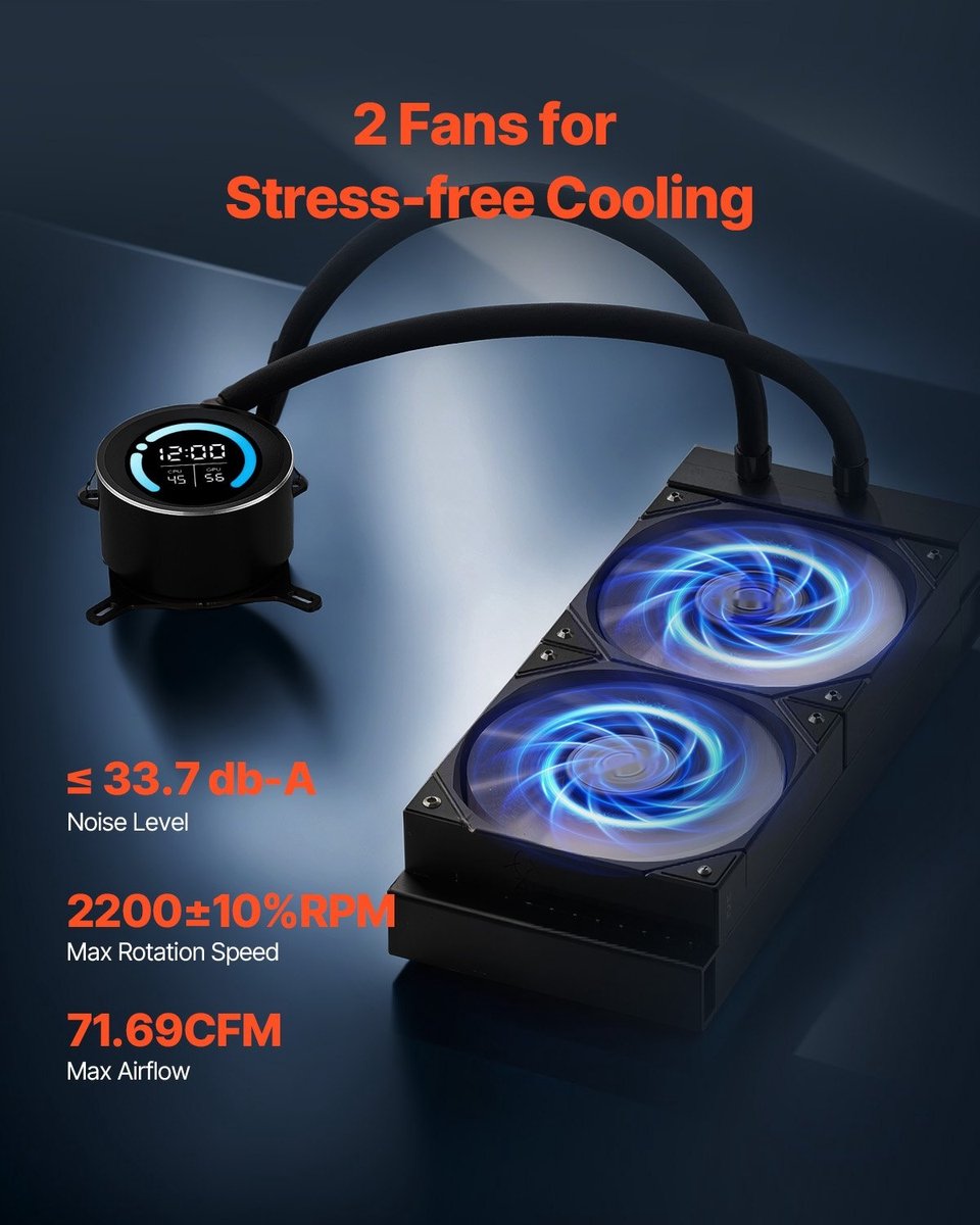 Waterkoeler - AIO All-in-One 120 mm - LCD Scherm 4,6 cm (1.8 inch) - afbeelding 6