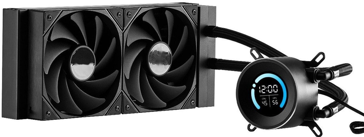 CPU Cpu Waterkoeler - Aio All-In-One 120 Mm - Lcd Scherm 4,6 Cm - Pwm Ventilator 2200 Rpm - Compatibel Met Intel Lga 115X/1366/2011/1200/1700 - Compatibel Met Amd Am4/Am5