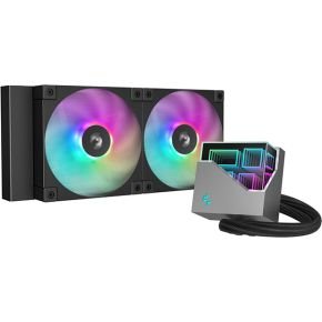 DeepCool Deepcool Lt240 Argb Designer Liquid Cpu Cooler, 240Mm 5Th Gen Pump 3400Rpm Aio, Fd12 Argb Daisy Chainable Fans, Multidimensional Infinity Mirror Block, 5V A-Rgb Software Control, Grey/Black