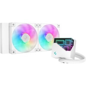 DeepCool Deepcool Lt240 Wh Argb Designer Liquid Cpu Cooler, 240Mm 5Th Gen Pump 3400Rpm Aio, Fd12 Argb Daisy Chainable Fans, Multidimensional Infinity Mirror Block, 5V A-Rgb Software Control, White