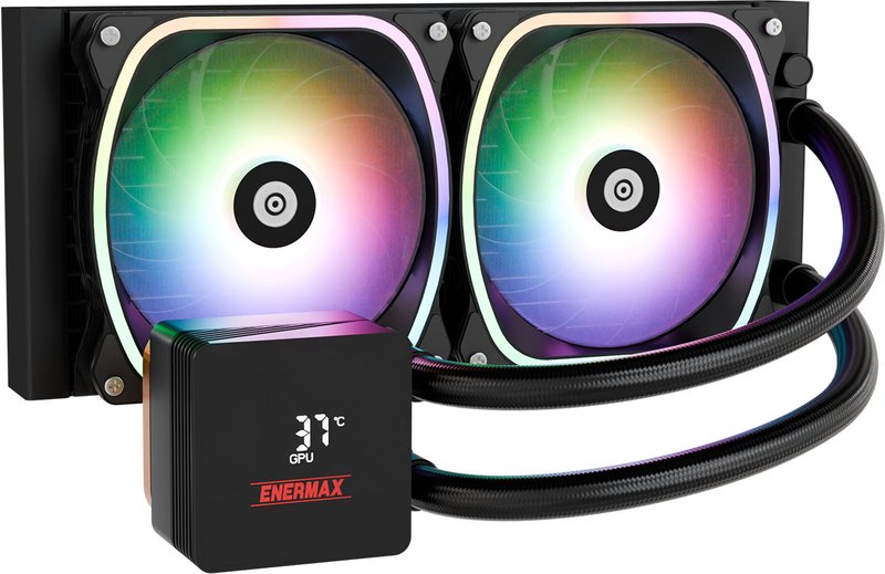 Enermax Enermax Aquafusion Ii 240Mm Argb Black - Afmeting Radiator: 240 Mm - Voor Intel Lga: 1851, 1700, 1200, 115X - Amd Am5, Am4 - 2X 120Mm Enermax Squa Rgb Adv Fans - Digitale Rotatie‑Display - Zwart
