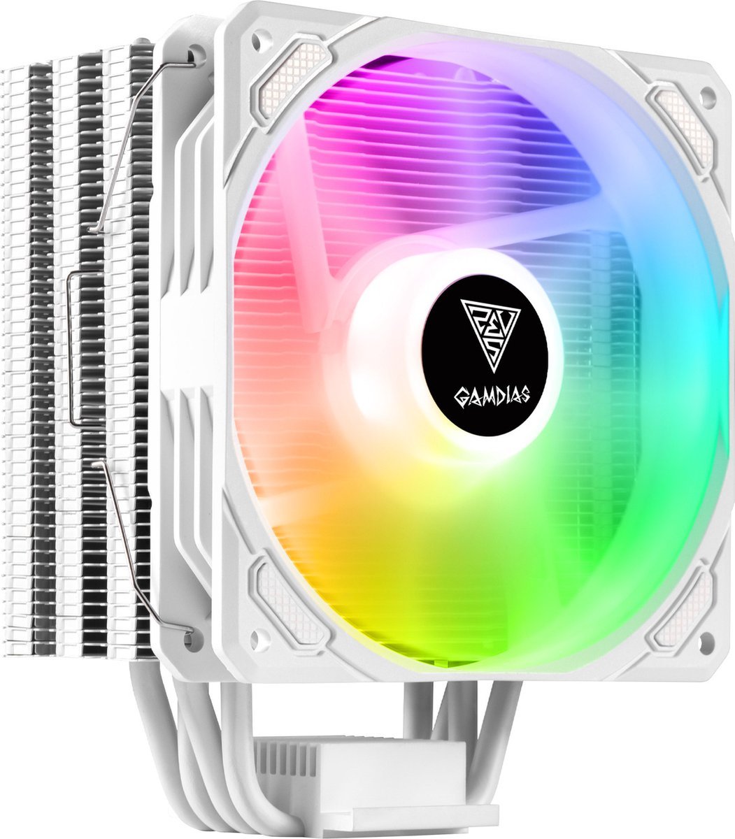 GAMDIAS Gamdias High-End Rgb Cpu Cooler|Intel En Amd Processor Koeler Met Argb Led Verlichting (Addressable)|4 Copper Heatpipes|Tdp 200|Boreas E1-410 White