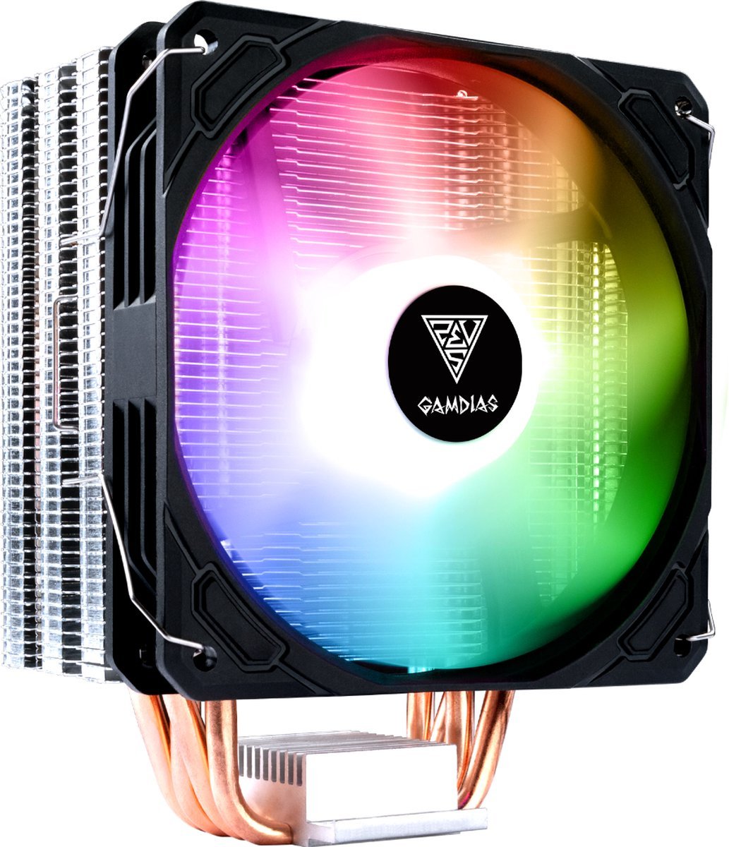 GAMDIAS Gamdias Rgb Pwm Cpu Cooler|Socket 1700/1200/1151/Am4/Am5|Tdp 200 / Intel En Amd Processor Koeler Met Argb Led Verlichting (Addressable)|4 Koper Heatpipes|Boreas E1-410