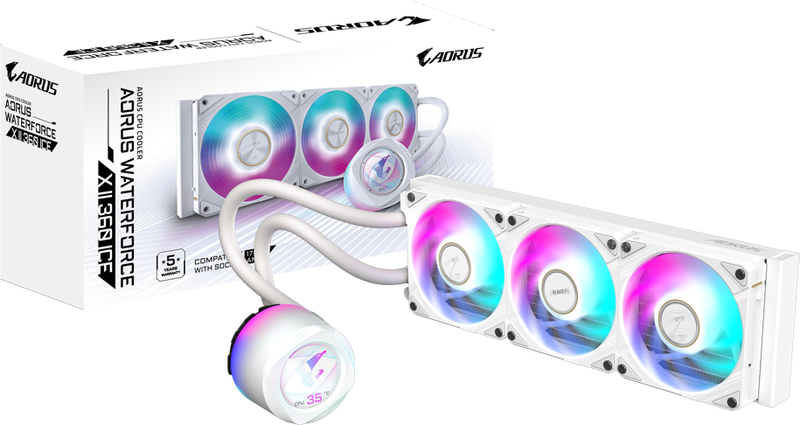 Gigabyte aorus waterforce x ii 360 wate 60278 5 orig - GIGABYTE AORUS Waterforce X II 360 Ice 360mm Waterkoeler (White)