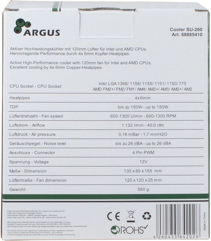 Inter tech inter tech argus su 260 4 orig - Inter-Tech Argus SU-260 CPU-koeler