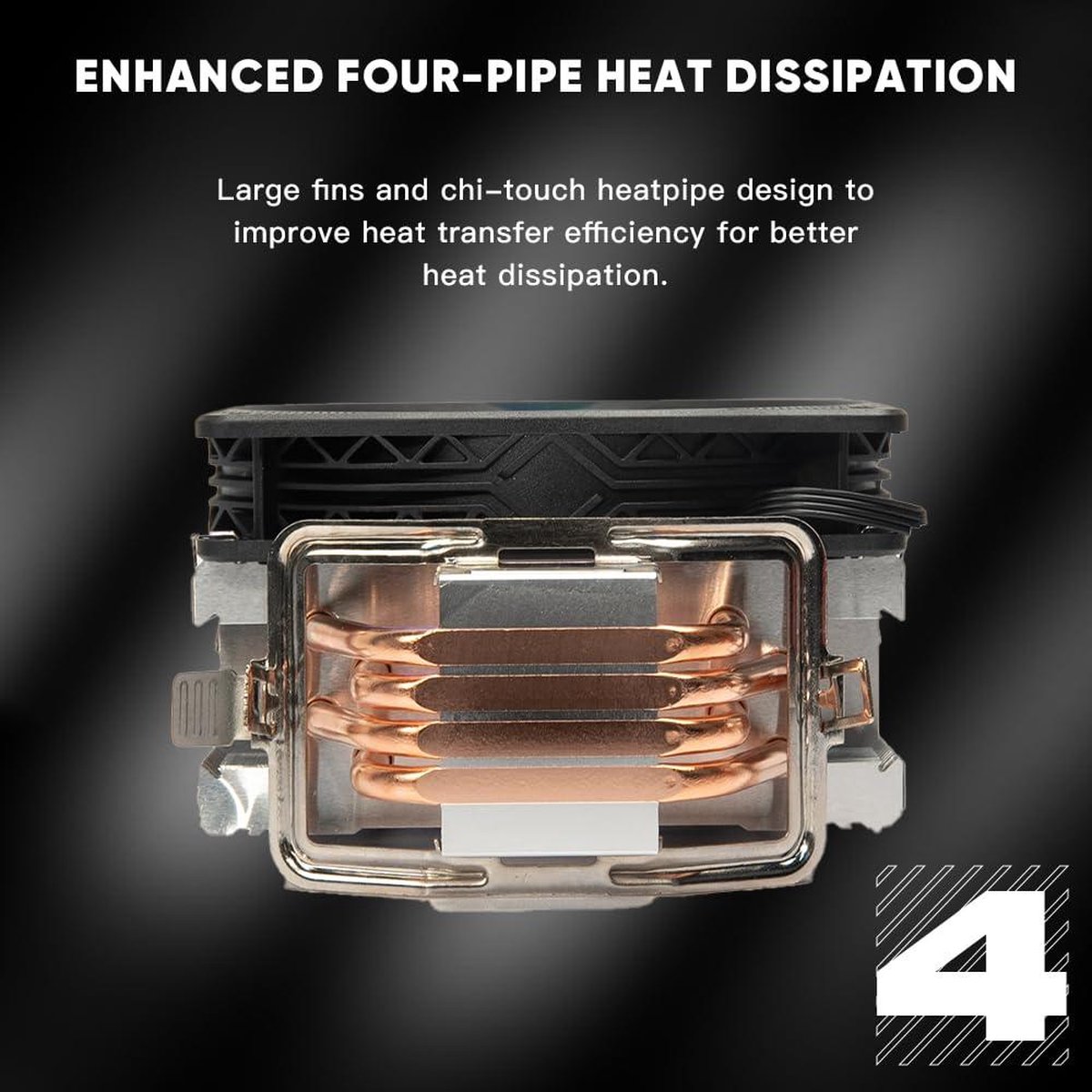 LED Lucht CPU Koeler met 4 Koperen Heat Pipes en 120mm PWM Ventilator voor AMD/Intel - afbeelding 2