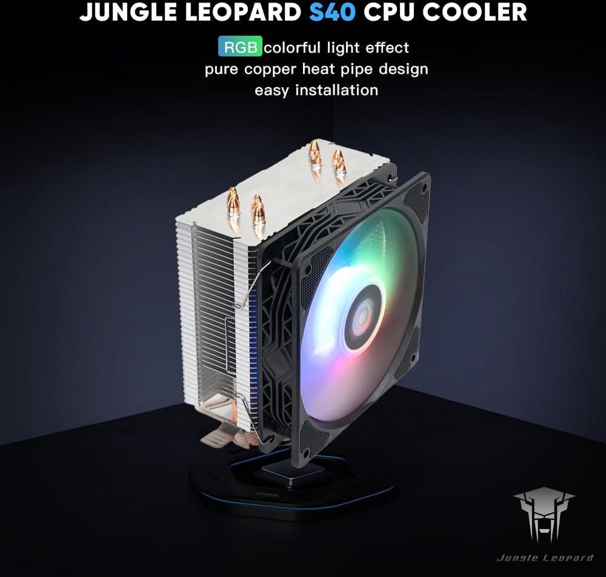 LED Lucht CPU Koeler met 4 Koperen Heat Pipes en 120mm PWM Ventilator voor AMD/Intel - afbeelding 5