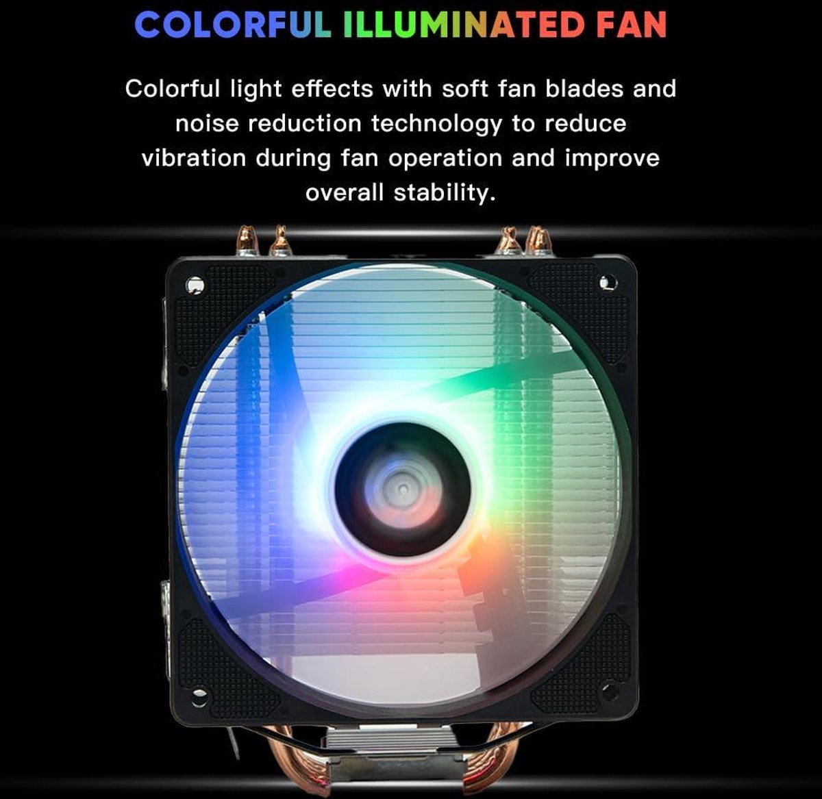 LED Lucht CPU Koeler met 4 Koperen Heat Pipes en 120mm PWM Ventilator voor AMD/Intel - afbeelding 6