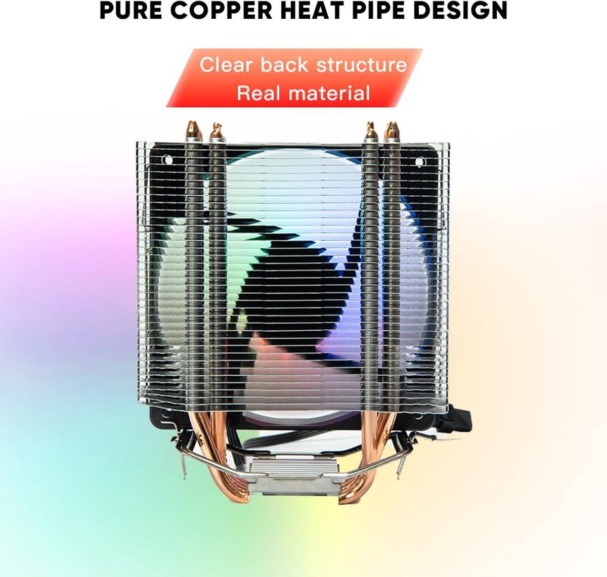LED Lucht CPU Koeler met 4 Koperen Heat Pipes en 120mm PWM Ventilator voor AMD/Intel - afbeelding 7