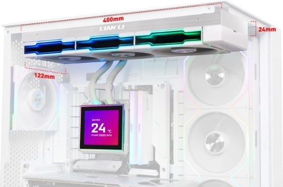 Lian li hydroshift ii lcd s 360tl wate 1022136 3 orig - Lian Li HydroShift II LCD-S 360TL White AIO 360mm Waterkoeler (White)