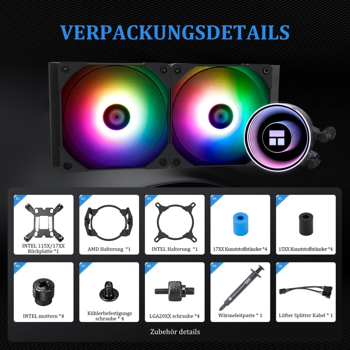 Thermalright Frozen Notte 240 Black ARGB 240mm Waterkoeler (Black) - afbeelding 5